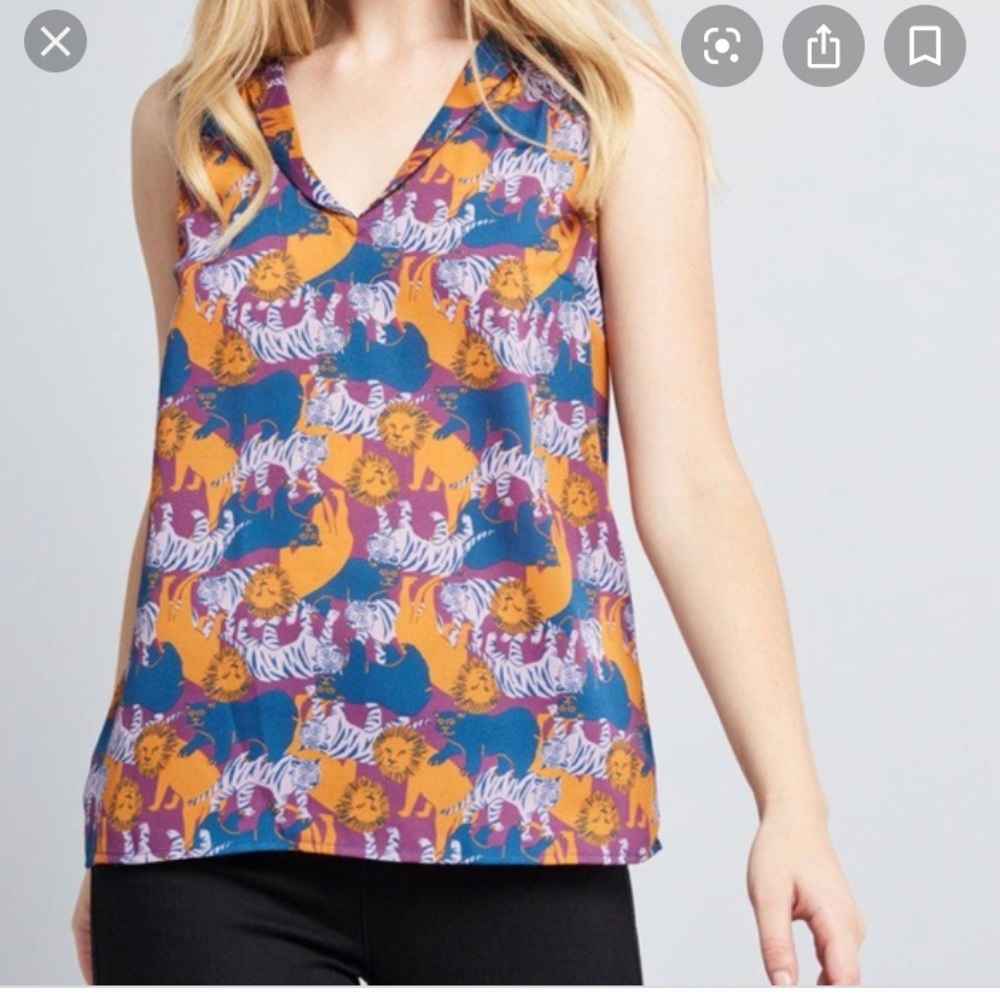 ModCloth Lions and tigers and bears blouse, size s
